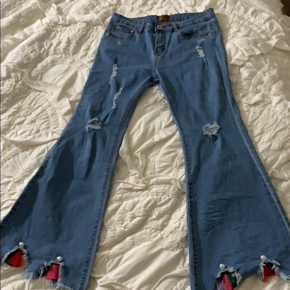 Vintage inspired cropped bell bottoms jeans